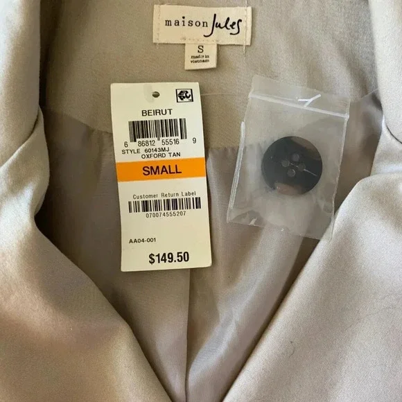 Maison Jules Oxford Preppy Pea Coat Small Double Breasted Peplum Trench jacket - Picture 3 of 10